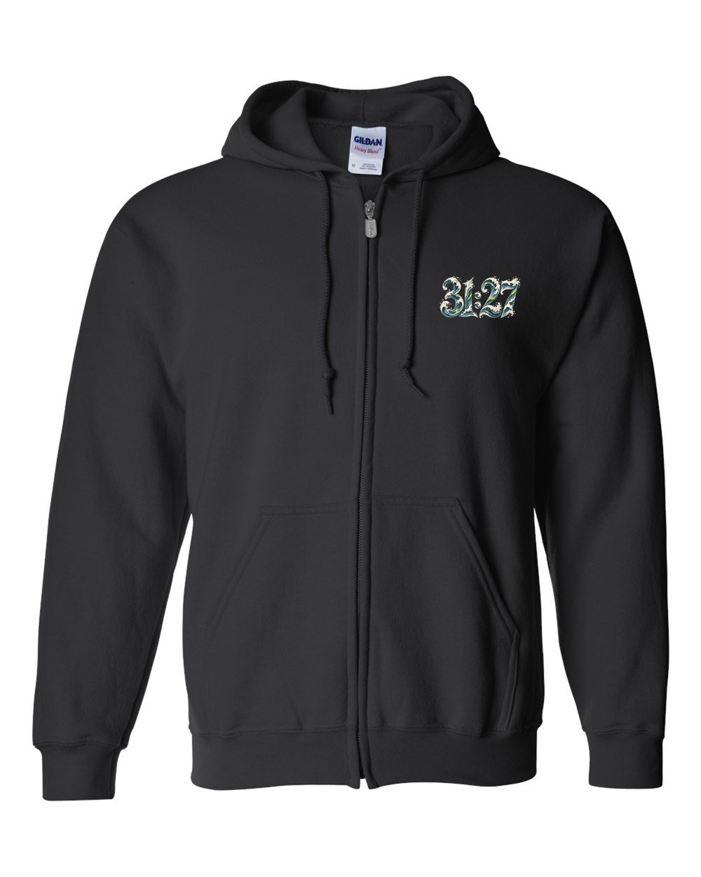 Ink of the Seas 31:27 Ayat Tee Zip Hoodie Black front
