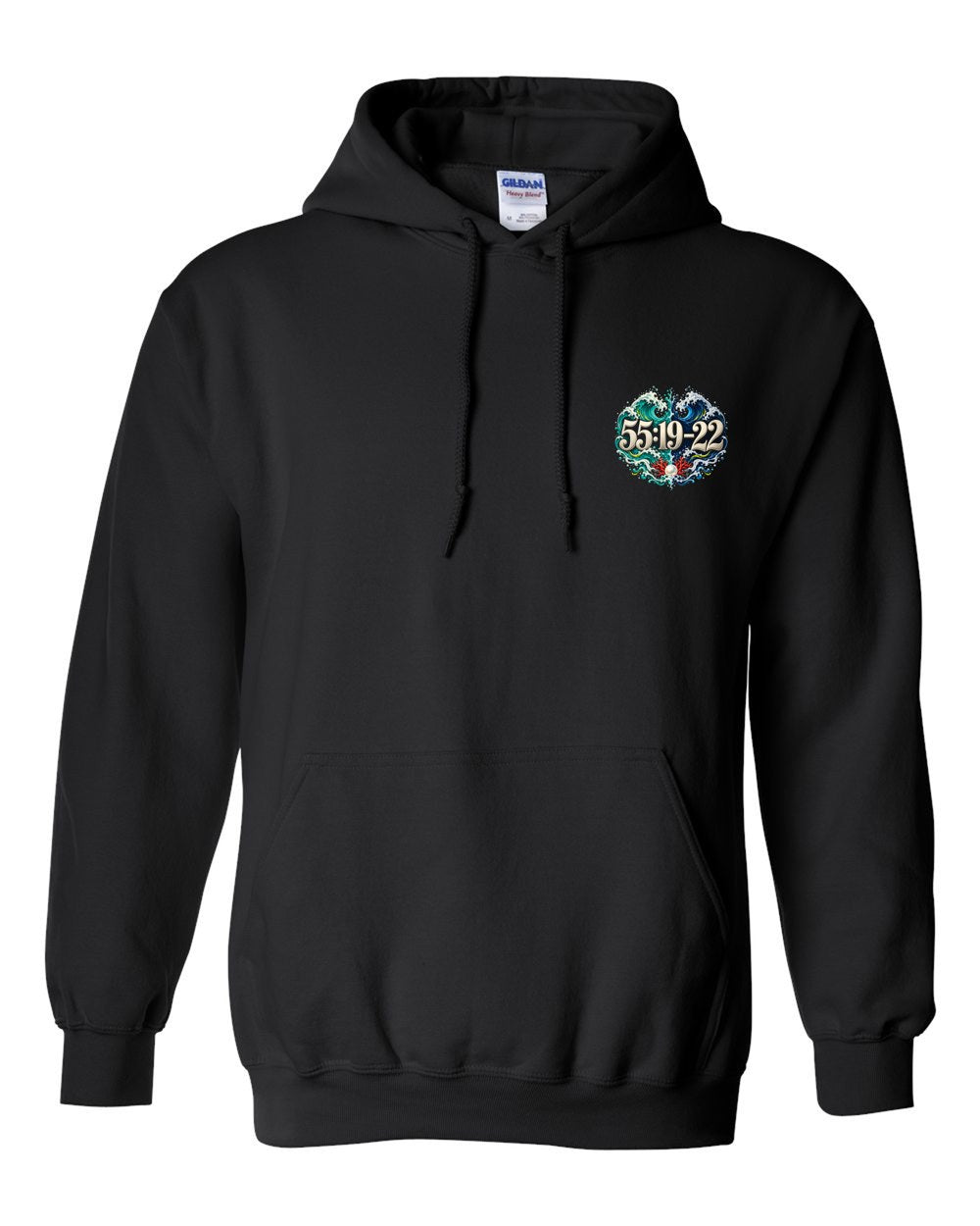 Two Seas 55:19–22 Ayat Tee Pull Over Hoodie Black front