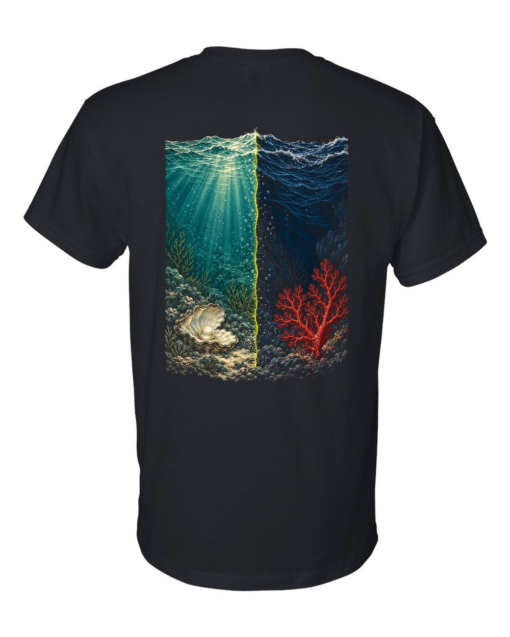 Two Seas 55:19–22 Ayat Tee T-Shirt Black back