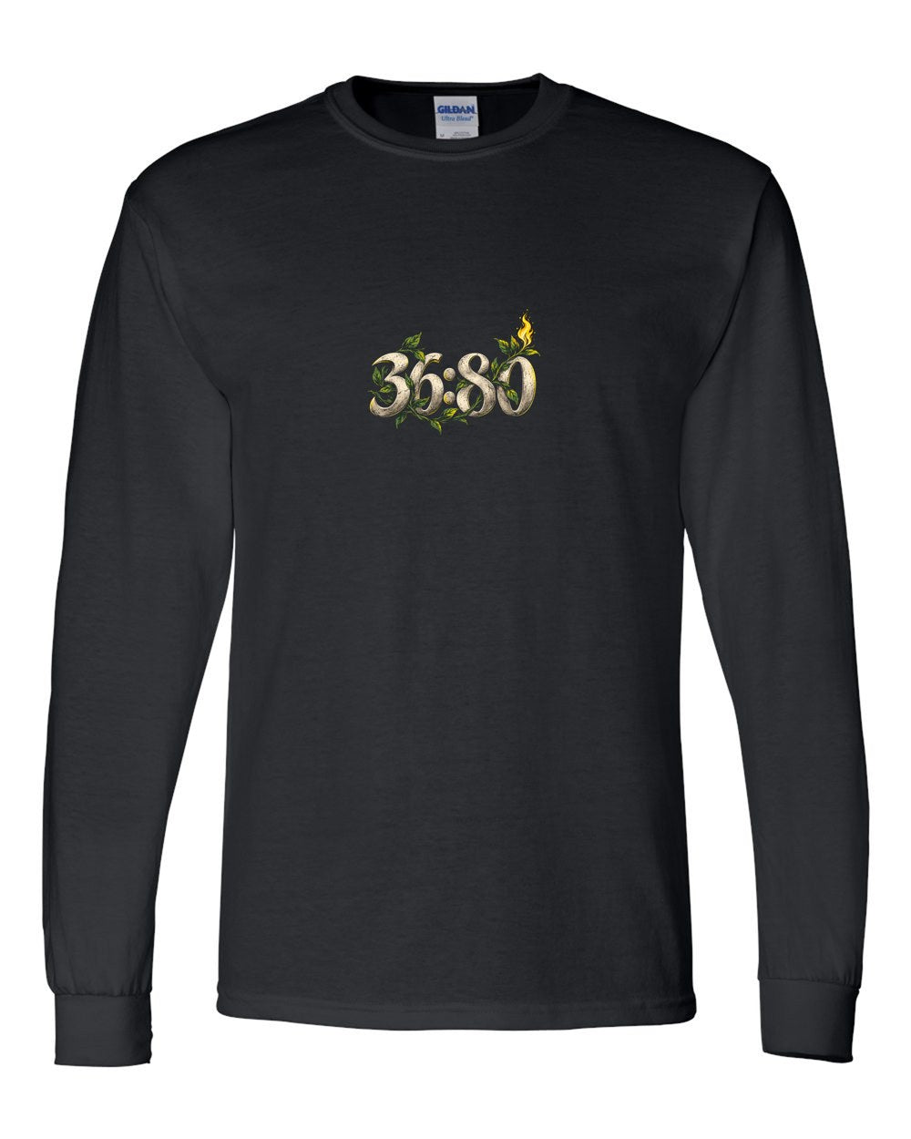 Fire from the Green Tree 36:80 Ayat Tee Long Sleeve Black front