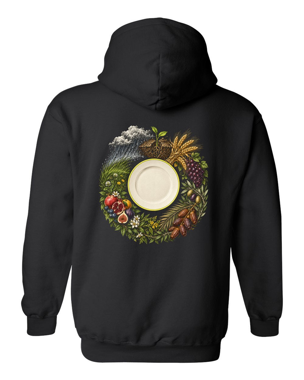 Look at Your Food 80:24–32 Ayat Tee Pull Over Hoodie Black back