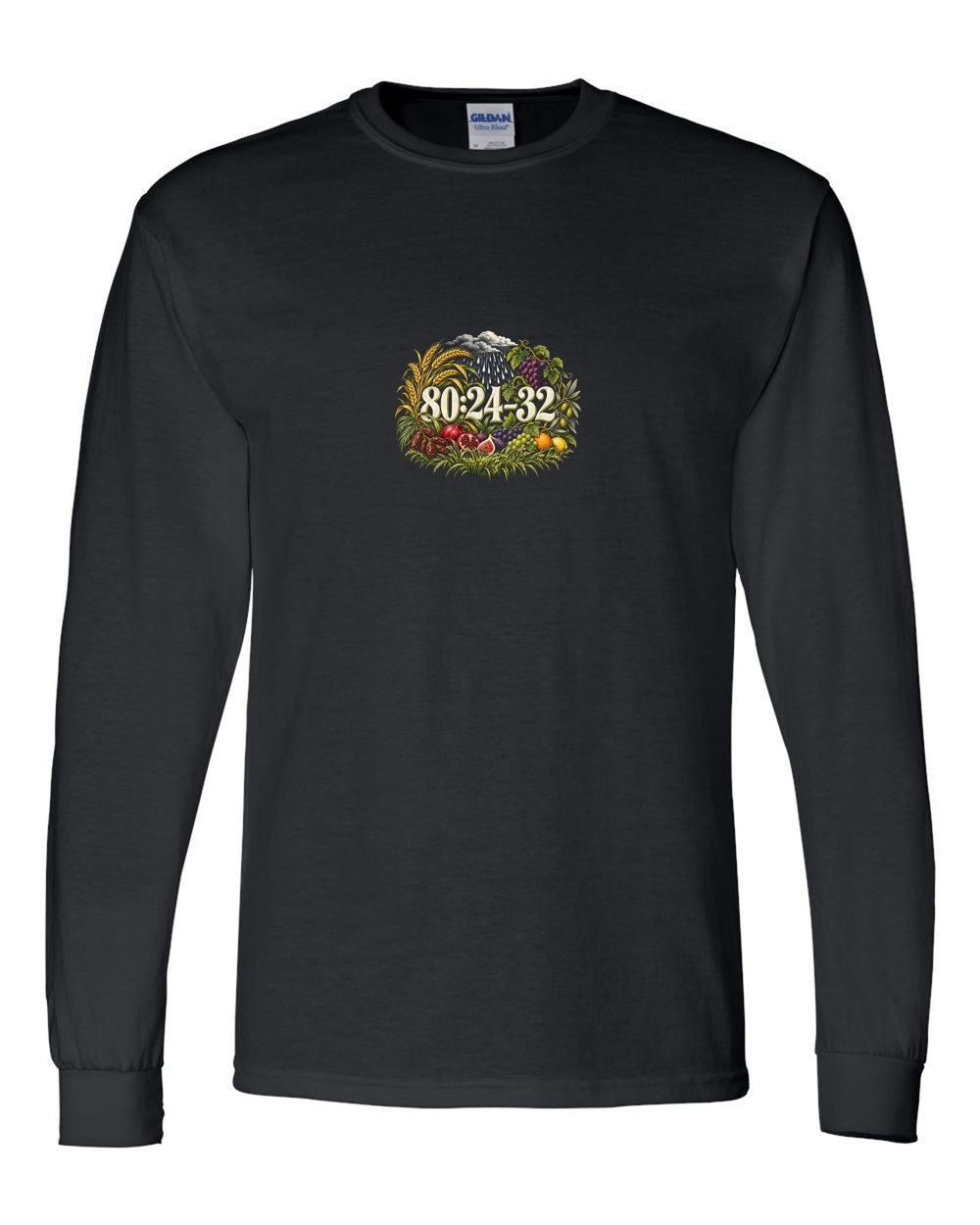 Look at Your Food 80:24–32 Ayat Tee Long Sleeve Black front