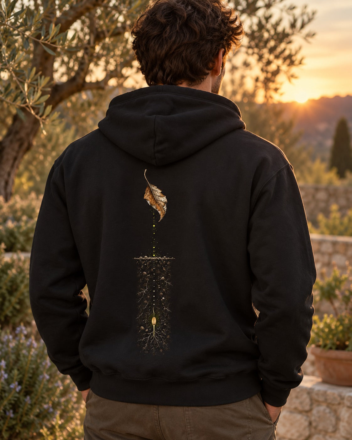 The Grain in the Dark 6:59 Ayat Tee Pull Over Hoodie Black worn hero