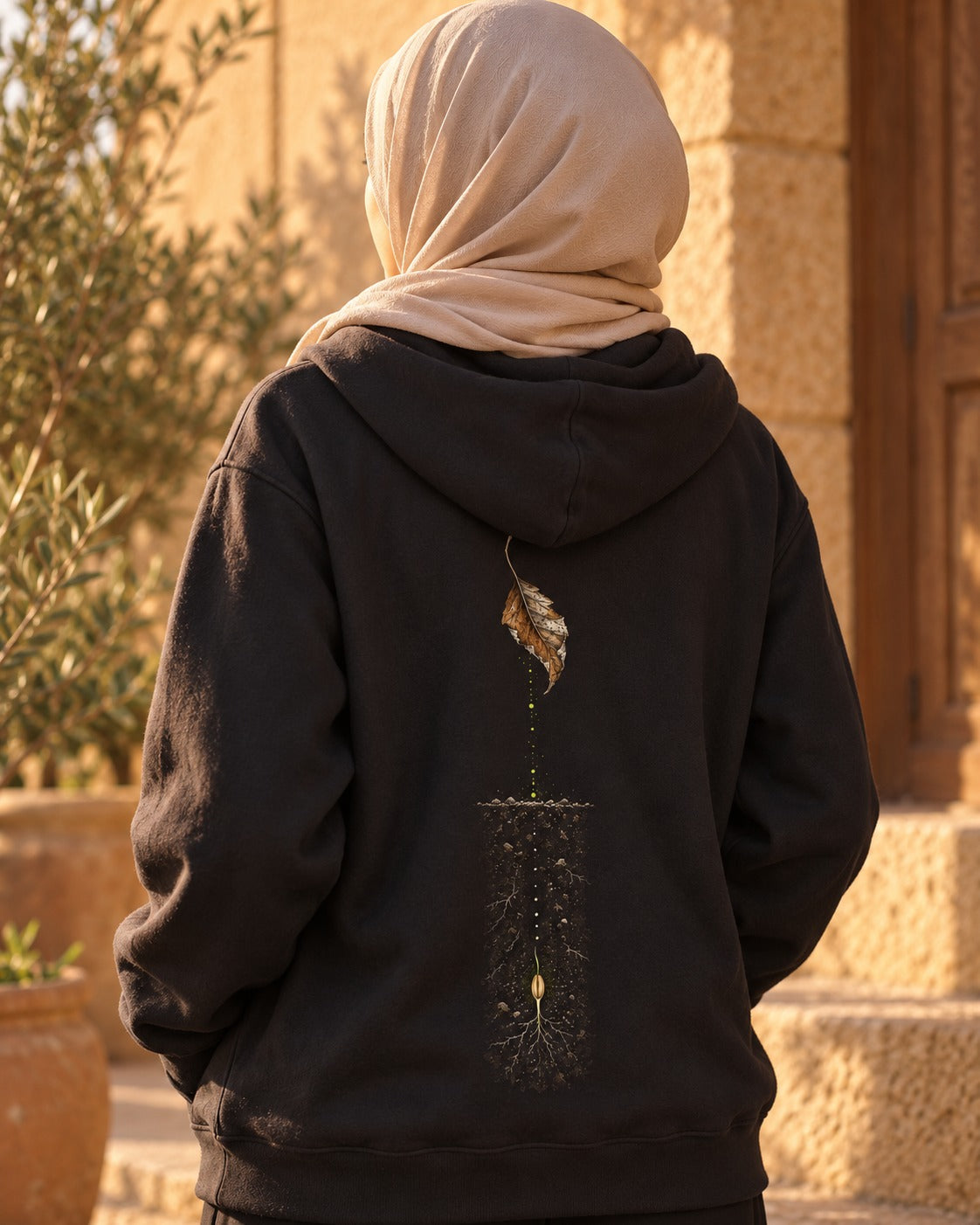 The Grain in the Dark 6:59 Ayat Tee Zip Hoodie Black worn hero