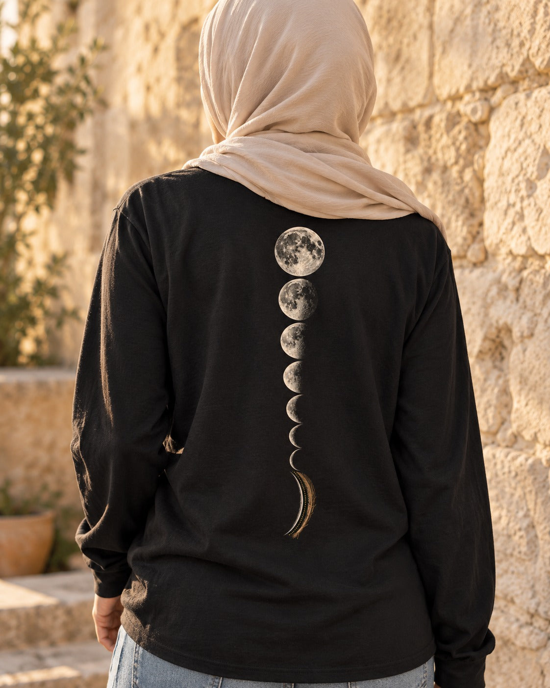 Old Date Stalk 36:39 Ayat Tee Long Sleeve Black worn hero
