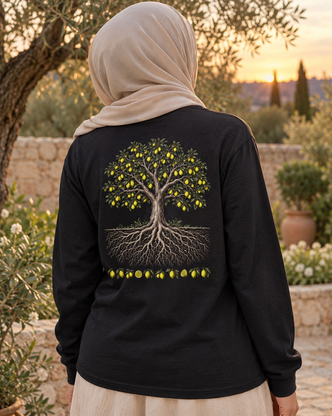The Good Tree 14:24–25 Ayat Tee Long Sleeve Black worn hero