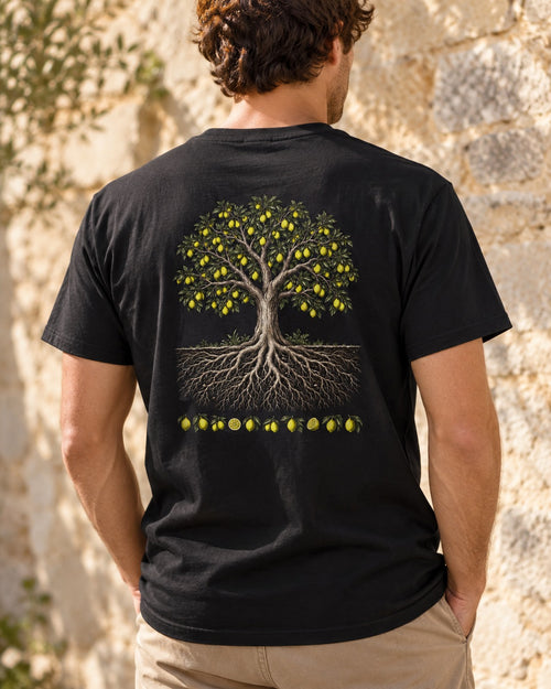 The Good Tree 14:24–25 Ayat Tee T-Shirt Black worn hero