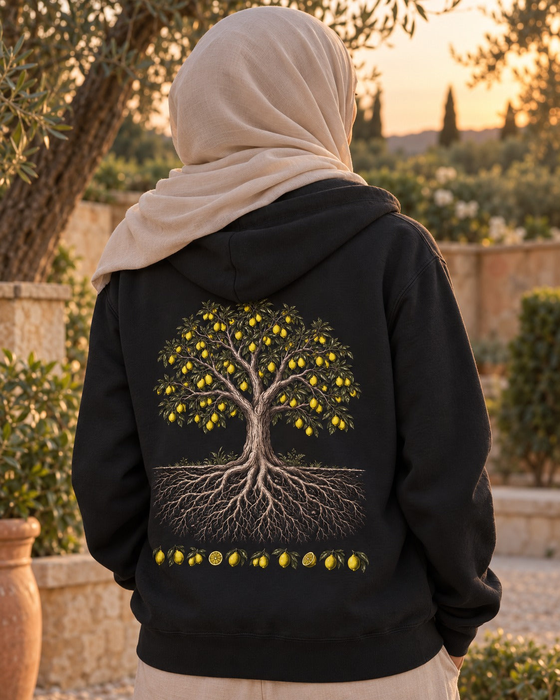 The Good Tree 14:24–25 Ayat Tee Zip Hoodie Black worn hero
