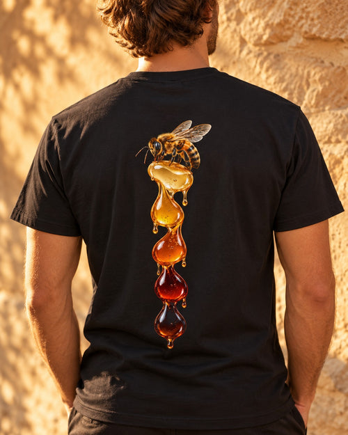 Honey of Many Colours 16:68–69 Ayat Tee T-Shirt Black worn hero