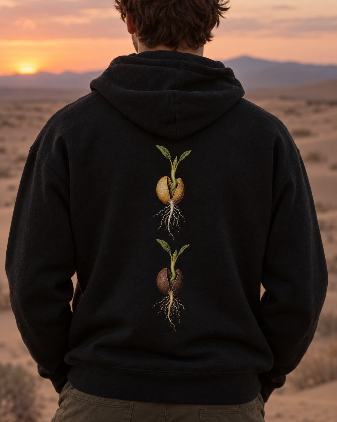 Grain and Date Pit 6:95 Ayat Tee Pull Over Hoodie Black worn hero
