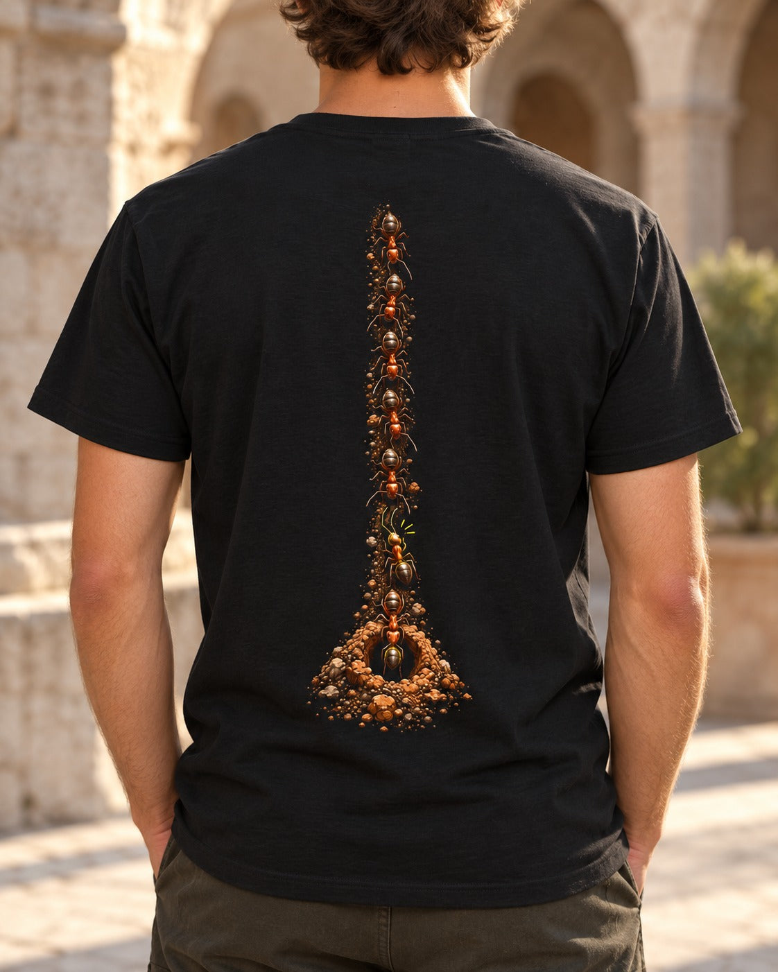 The Ant Who Warned 27:18 Ayat Tee T-Shirt Black worn hero