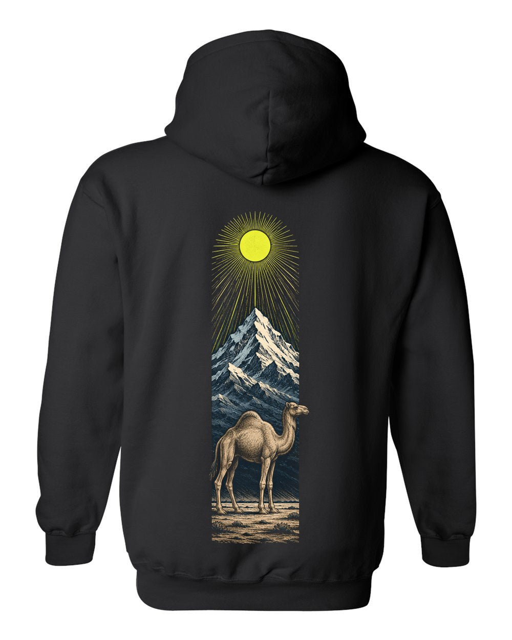 Camel, Sky, Mountain, Plain 88:17–20 Ayat Tee Pull Over Hoodie Black back