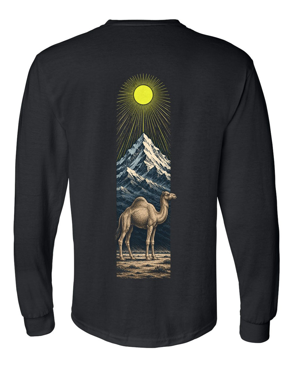Camel, Sky, Mountain, Plain 88:17–20 Ayat Tee Long Sleeve Black back