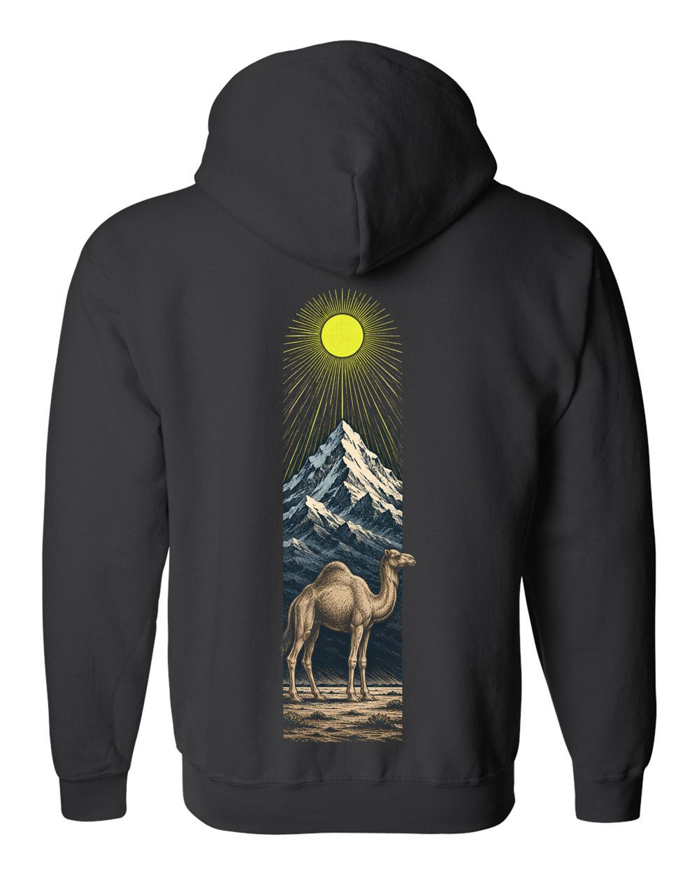 Camel, Sky, Mountain, Plain 88:17–20 Ayat Tee Zip Hoodie Black back