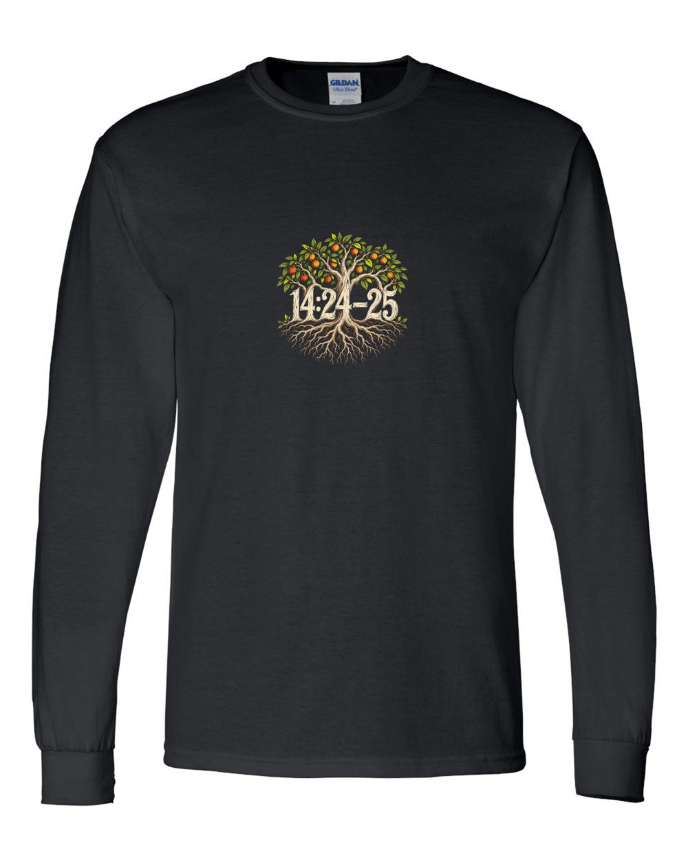 The Good Tree 14:24–25 Ayat Tee Long Sleeve Black front