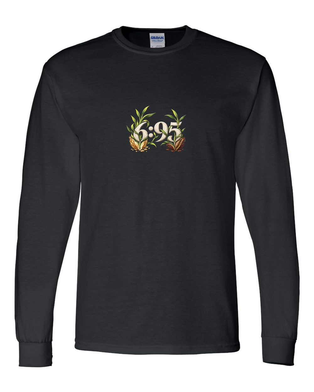 Grain and Date Pit 6:95 Ayat Tee Long Sleeve Black front