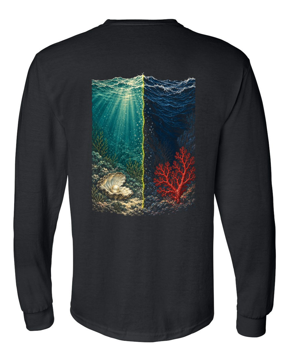 Two Seas 55:19–22 Ayat Tee Long Sleeve Black back