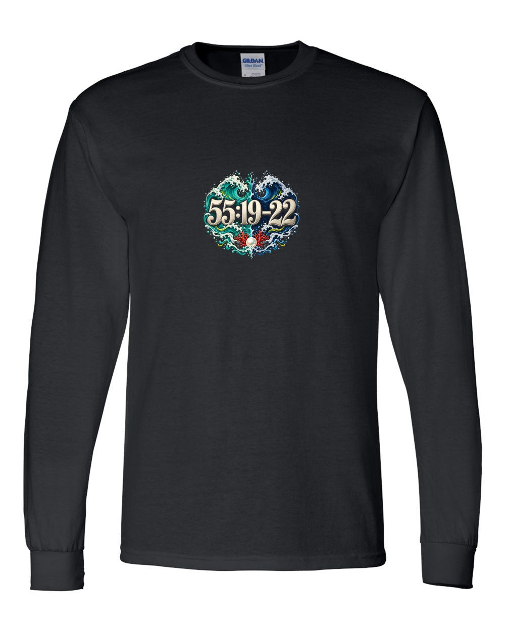 Two Seas 55:19–22 Ayat Tee Long Sleeve Black front