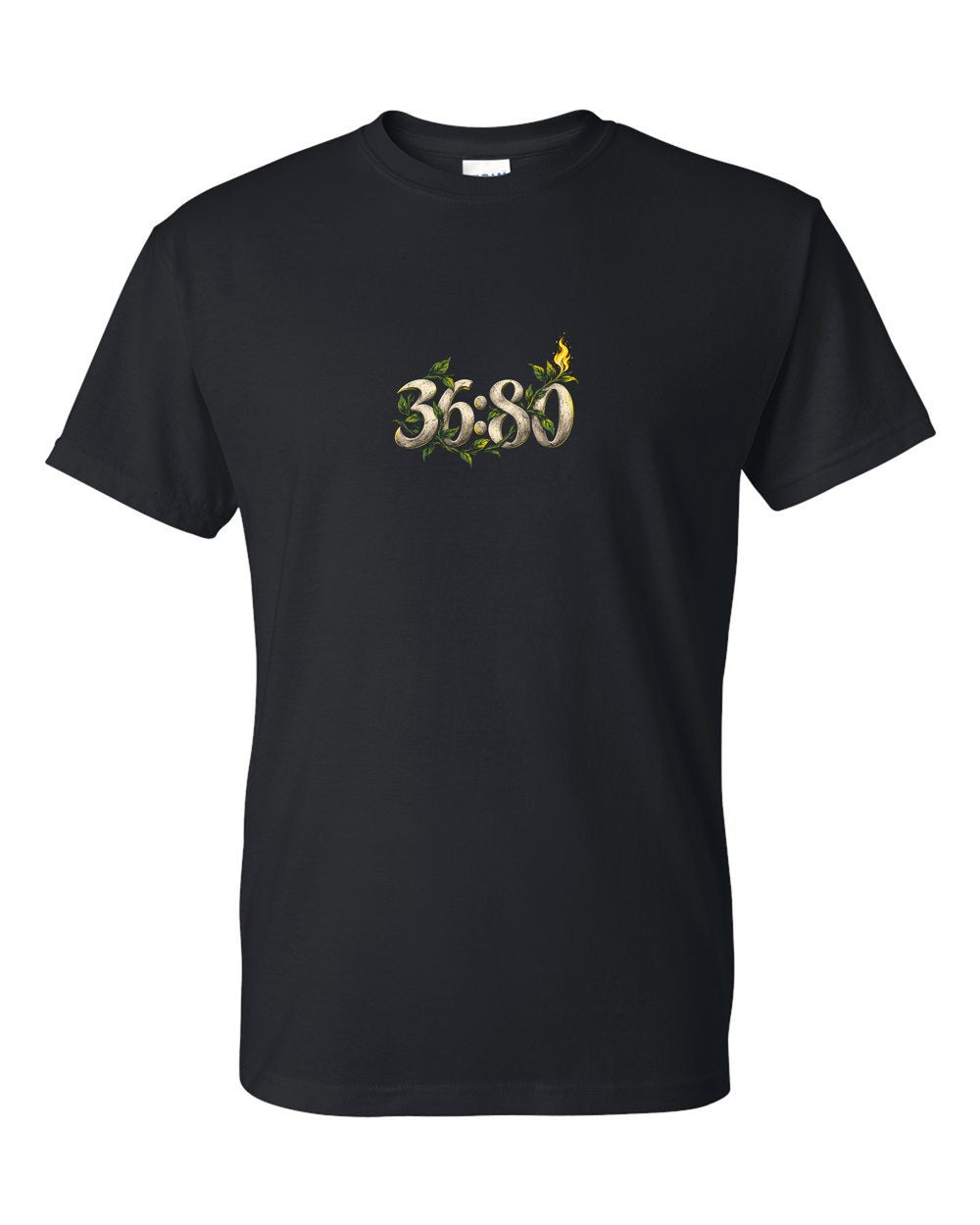 Fire from the Green Tree 36:80 Ayat Tee T-Shirt Black front