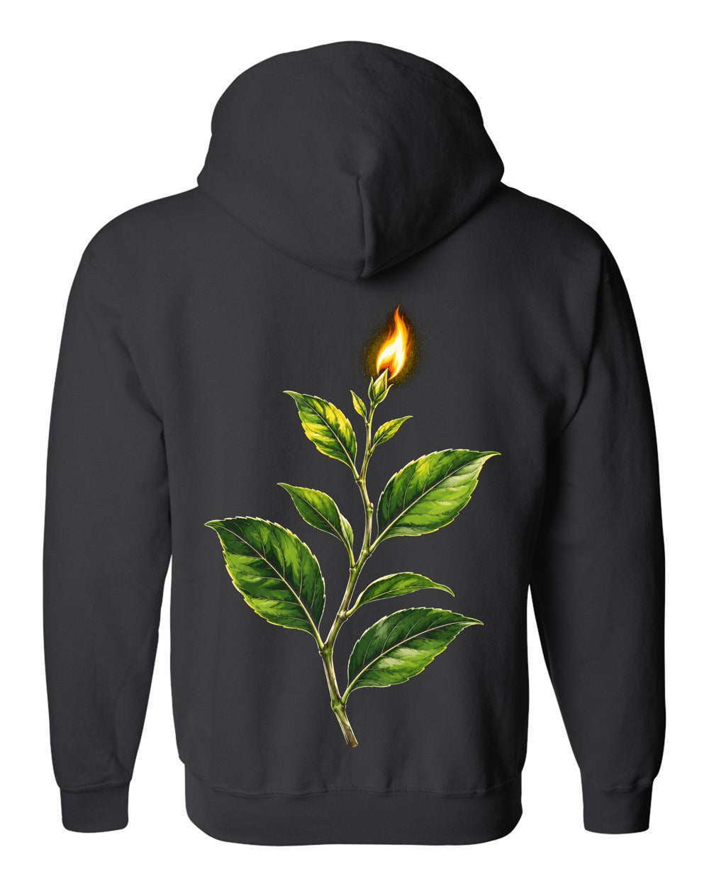 Fire from the Green Tree 36:80 Ayat Tee Zip Hoodie Black back