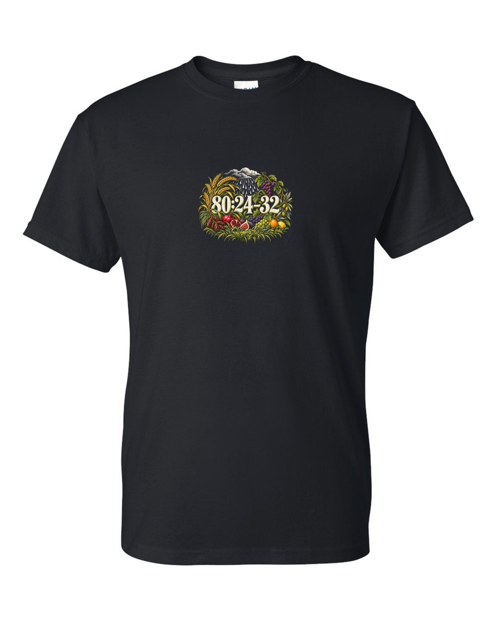 Look at Your Food 80:24–32 Ayat Tee T-Shirt Black front