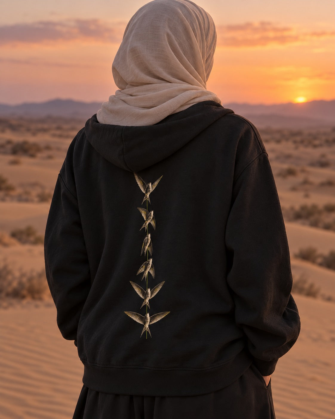 Wings Outspread 67:19 Ayat Tee Zip Hoodie Black worn hero