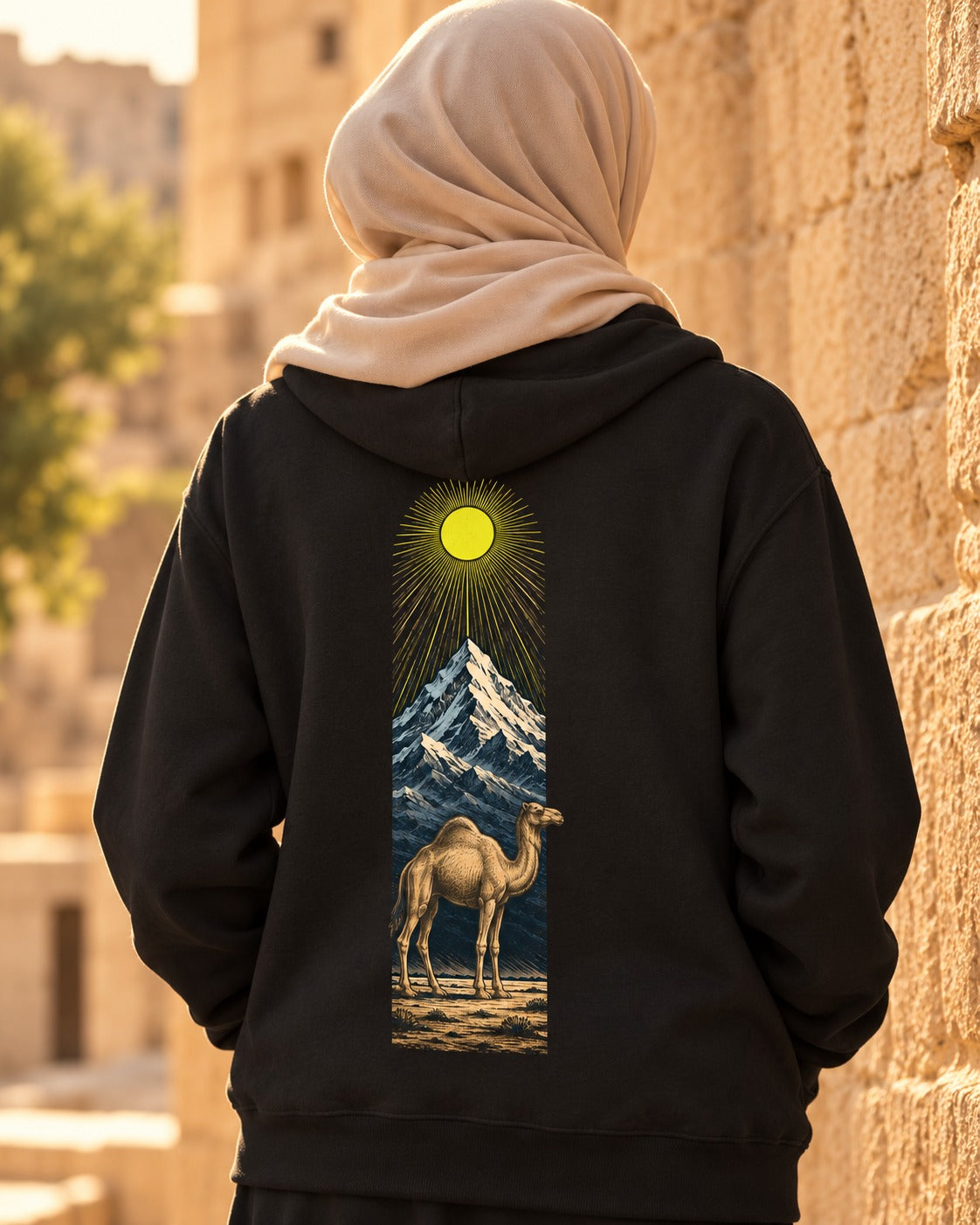 Camel, Sky, Mountain, Plain 88:17–20 Ayat Tee Zip Hoodie Black worn hero