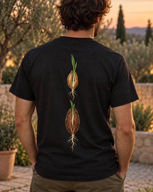 Grain and Date Pit 6:95 Ayat Tee T-Shirt Black worn hero