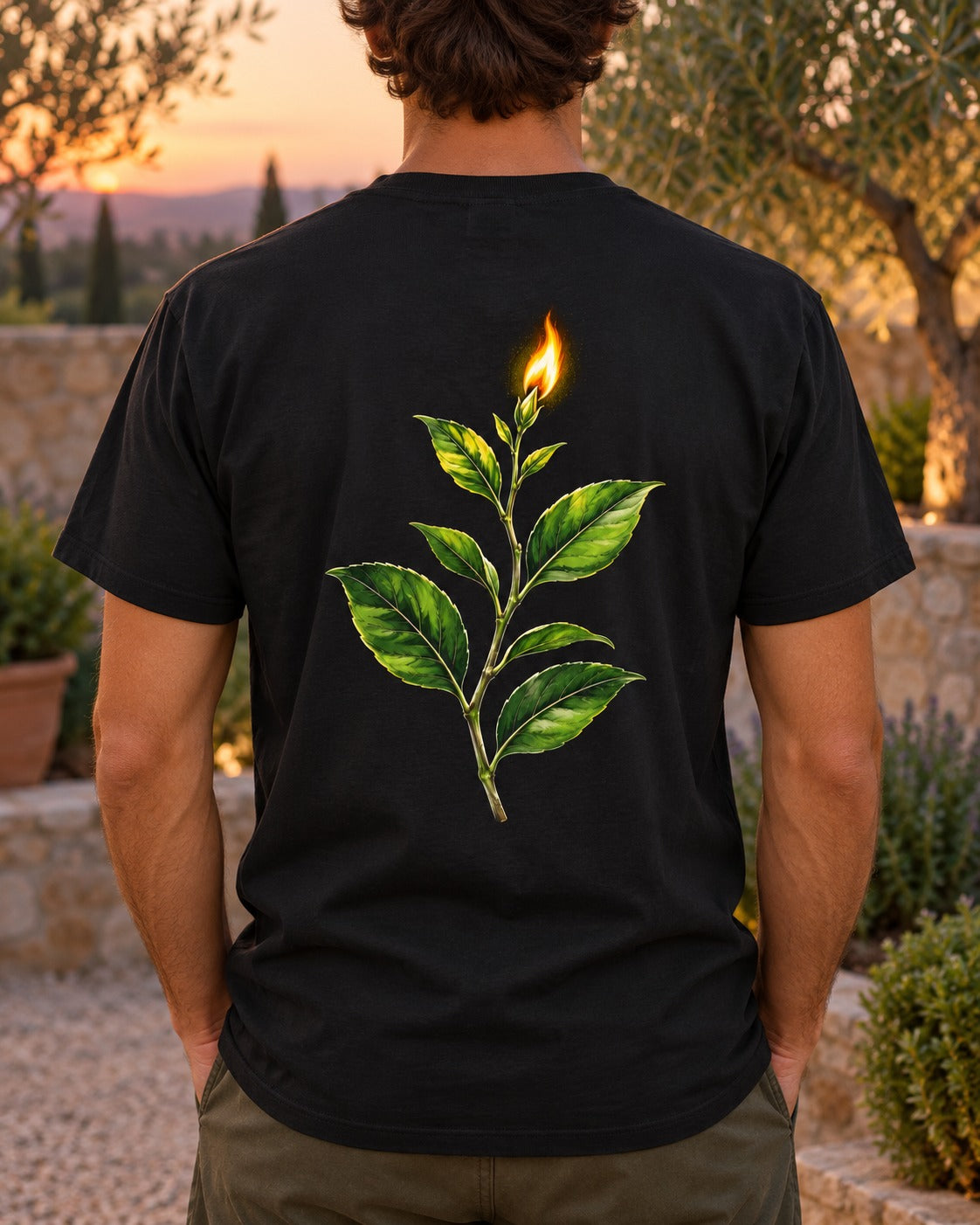 Fire from the Green Tree 36:80 Ayat Tee T-Shirt Black worn hero