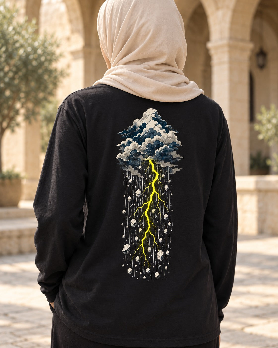 Mountains of Cloud 24:43 Ayat Tee Long Sleeve Black worn hero