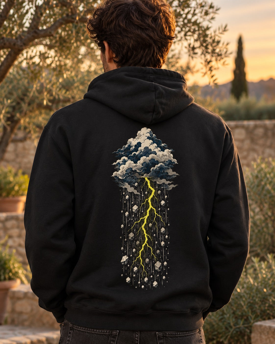 Mountains of Cloud 24:43 Ayat Tee Pull Over Hoodie Black worn hero