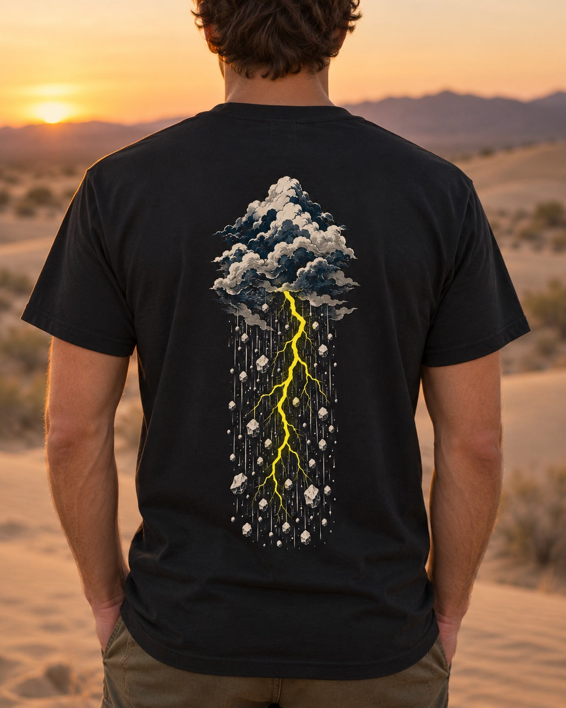 Mountains of Cloud 24:43 Ayat Tee T-Shirt Black worn hero