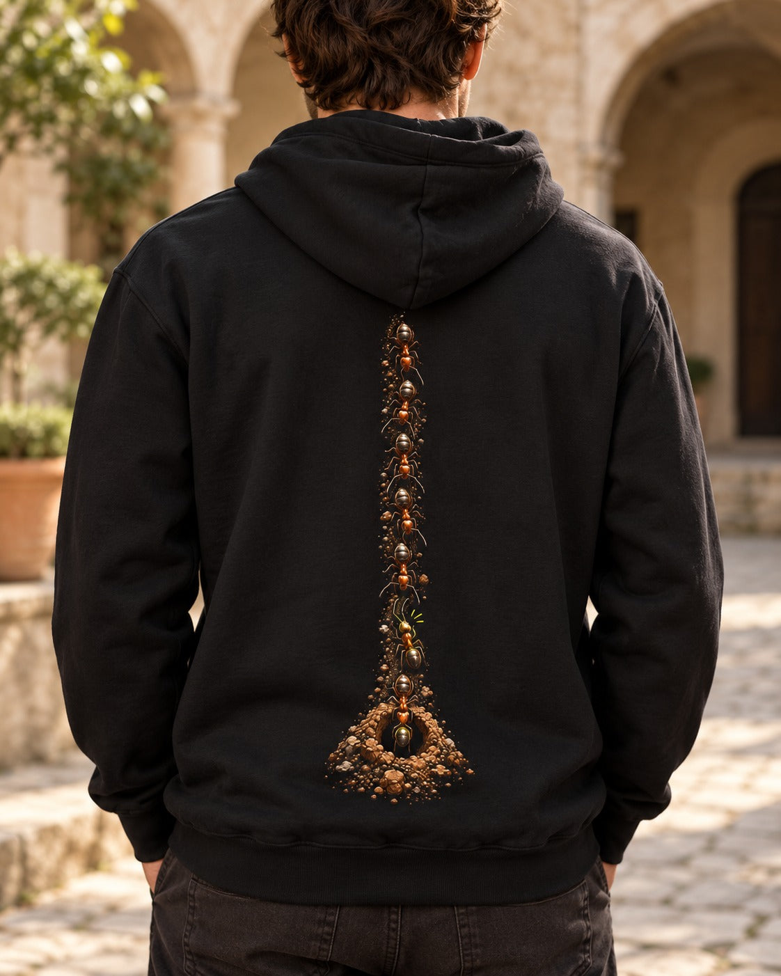 The Ant Who Warned 27:18 Ayat Tee Pull Over Hoodie Black worn hero