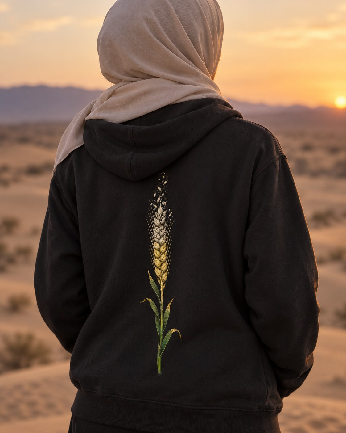 The Passing Harvest 57:20 Ayat Tee Zip Hoodie Black worn hero